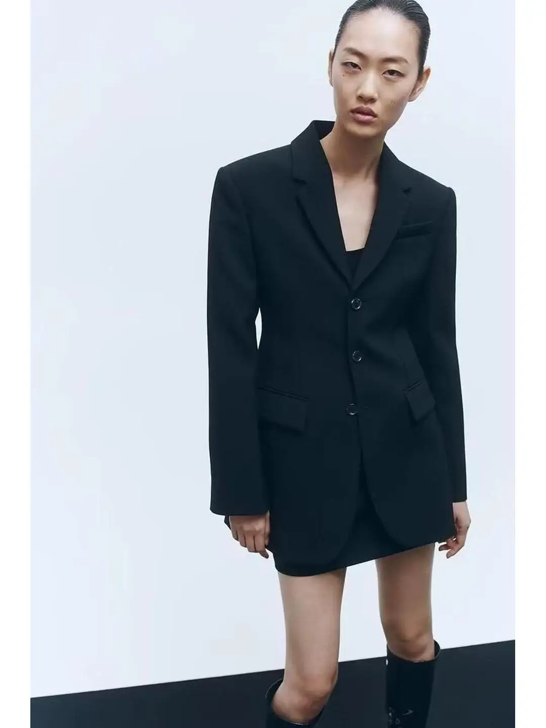 Classic Fashion Casual Commute Mixed Fabric Suit Top Retro Style Three Button Sleeve Cuff Polyester Fiber Women's Workwear