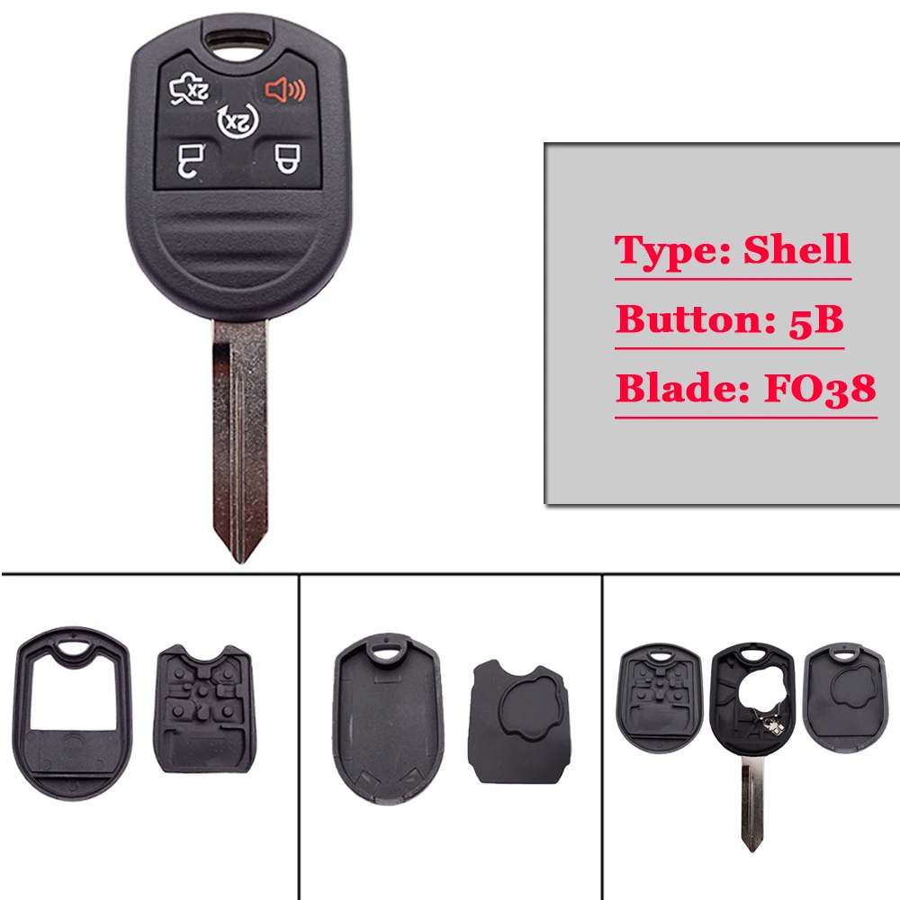 XNRKEY Remote Car Key Shell for Ford Edge Explorer Ranger Expedition Mustang Escape Taurus Mazda Tribute With FO38/HU101 Blade