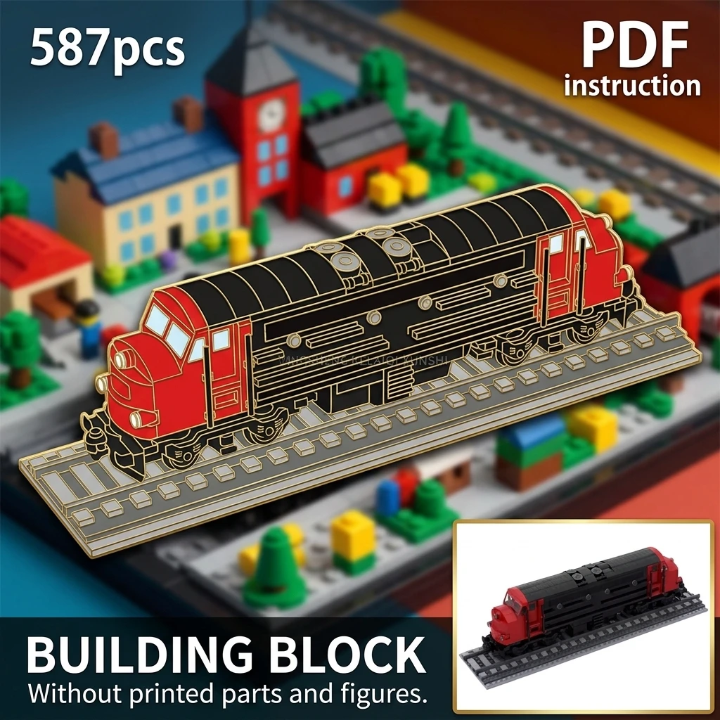 

Adult Collector Brick Set MOC Classic European Diesel Locomotive Building Blocks Retro Railway Train Diorama Display Model