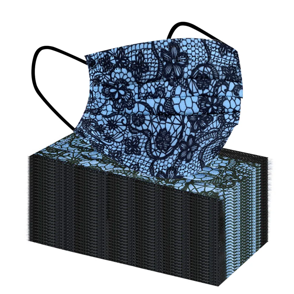 قناع يمكن التخلص منه للكبار مطبوع عليه دانتيل قابل للتنفس ثلاث طبقات قناع حماية يوميًا لمشاهير الإنترنت شعبي في الهواء الطلق عملي #5