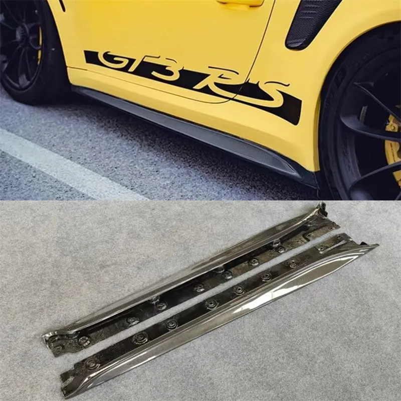 

For Porsche 911 992 GT3 RS 2018-2019 ReaI Carbon Fiber Side Skirts Extensions Lips Spoiler Body Kit