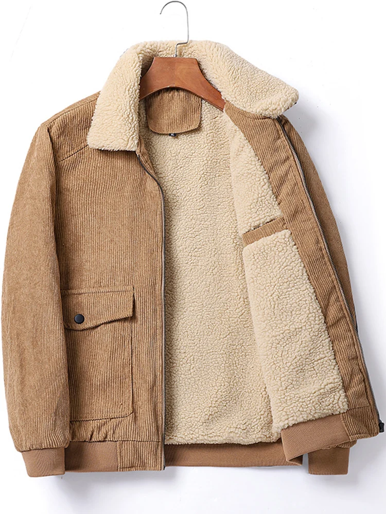 

Hip Hop Jacket Men Solid Corduroy Parka Streetwear Winter Thick Warm Oversized Coat 2023 Harajuku Fashon Casual Outdoor H137