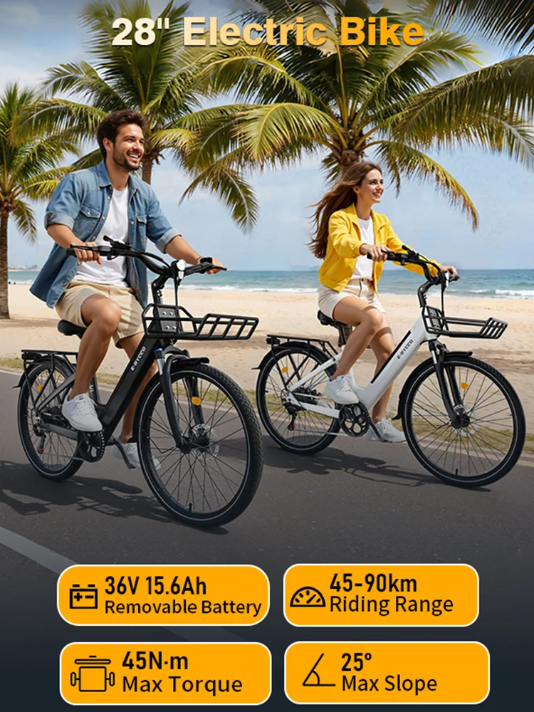 E-BYCCO V1 elektrische fiets 500W 36V 15,6Ah 700C/28*1,5" instapmodel stadsfiets aluminium e-bike mechanische rem 7-versnellingen 45 km/u - afbeelding 2