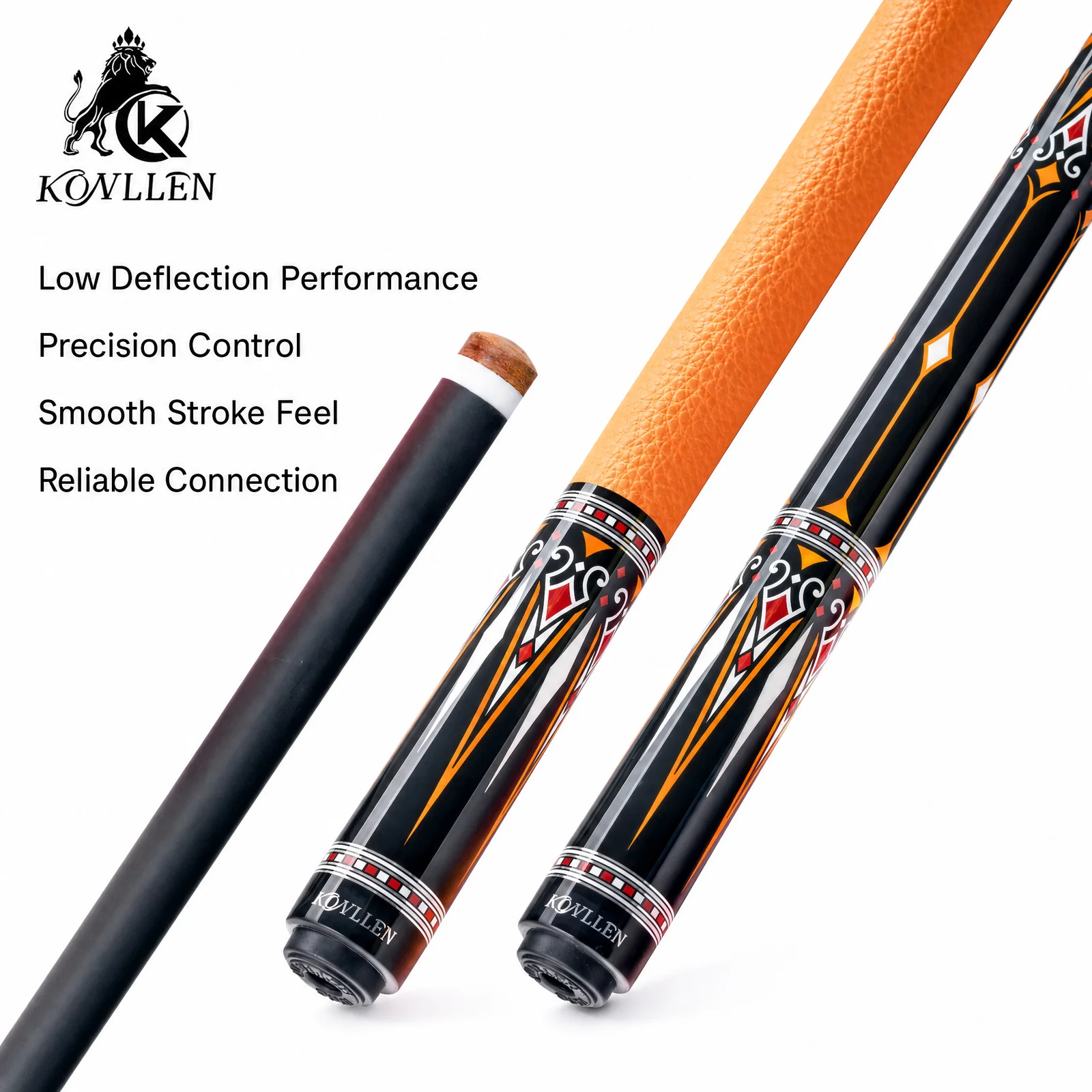 Queue de billard KONLLEN en fibre de carbone 2.0 – 58 pouces, faible déflexion, performance accrue pour une précision et une cohérence améliorées, embout de 12,5 mm, Pro Taper