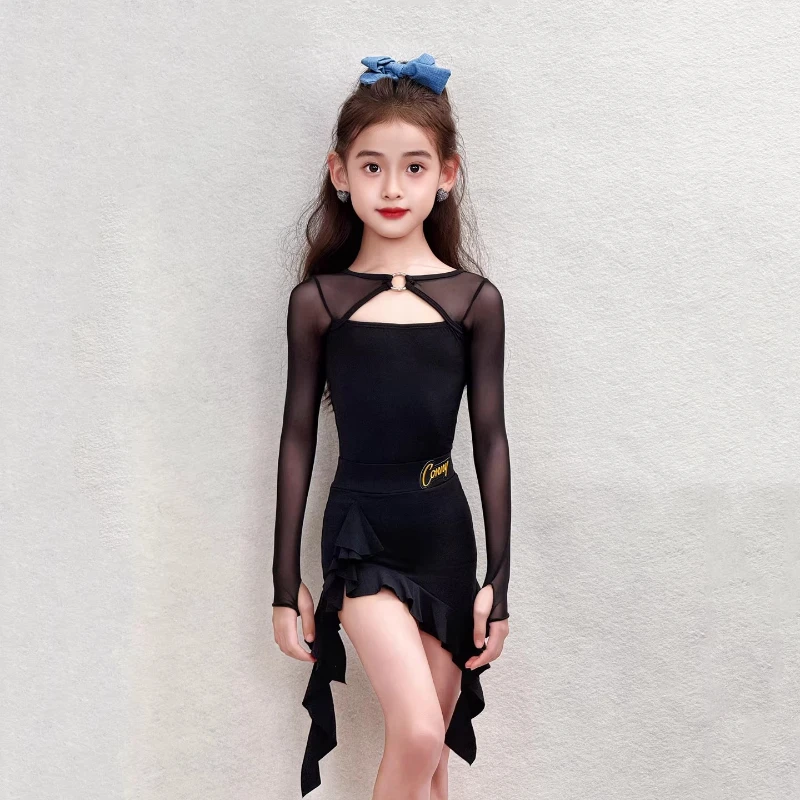 Profesjonalna sukienka do tańca latynoamerykańskiego dla dzieci, strój na występy taneczne: tango, salsa, samba, taniec towarzyski, kostium sceniczny.