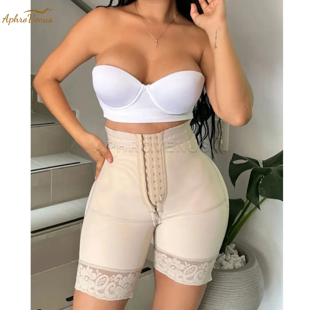 Fajas Colombianas High Waist Waist Trainer Shapewear with Hook Postpartum Compression Hip-lifting Shorts Hourglass Figure Shaper