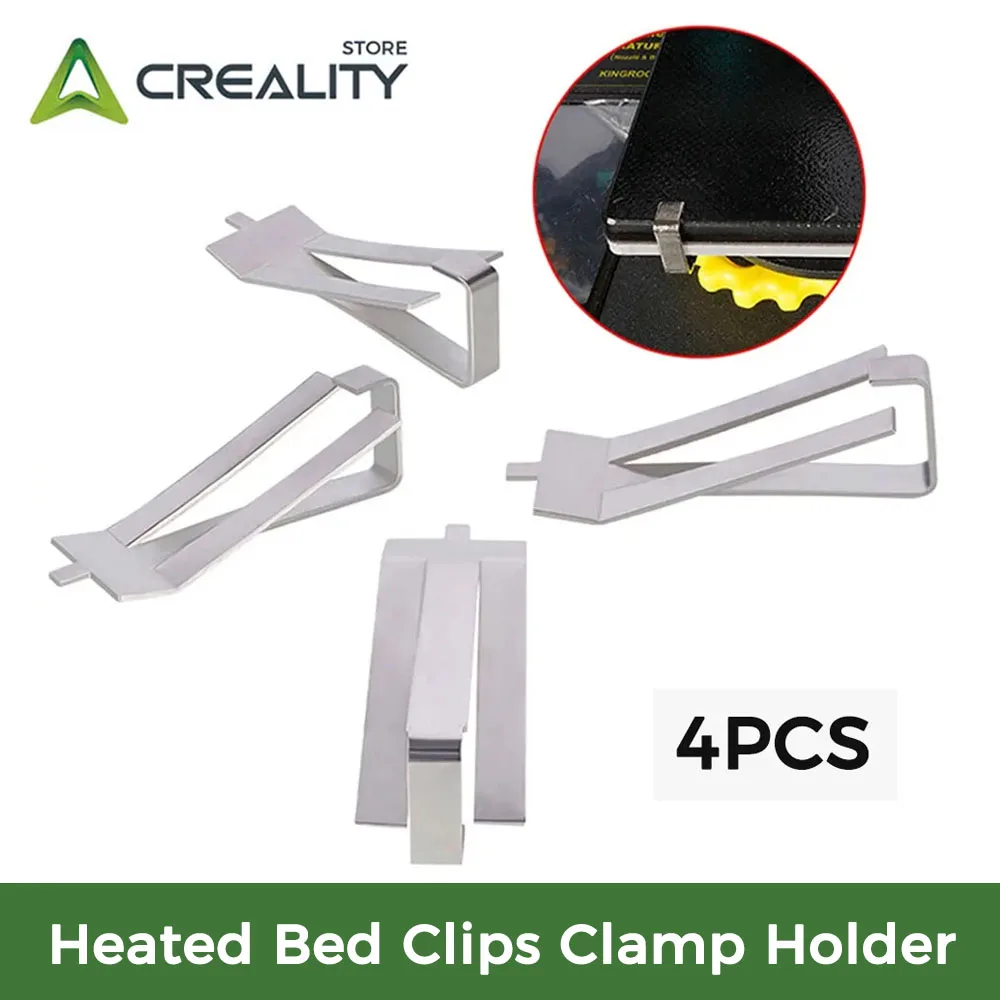 Creality 4PCS 3D Printer Parts Stainless Steel Glass Heated Bed Clips Clamp Holder Heatbed Clip For Ender 3 V2 Ender3 Pro CR-10S