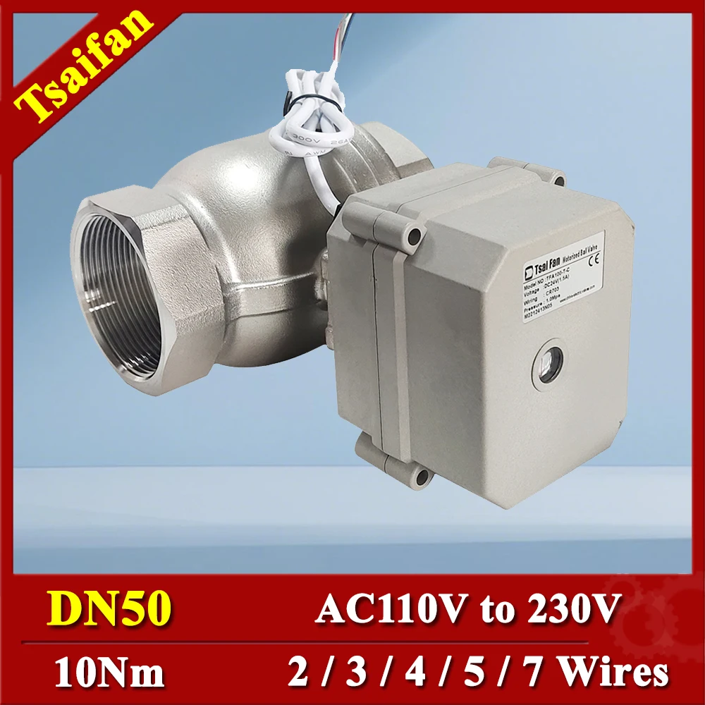 Tsai Fan SS304/316 DN50 High-Viscosity Fluids Automated Valve IP67 CE certified AC220V Actuated Valves 10Nm with Metal Gears