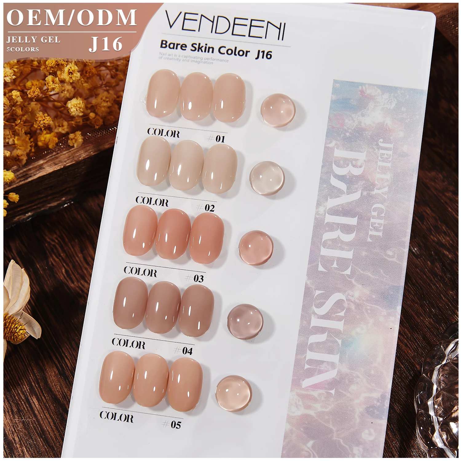 Vendeni 2025 مصنع موضة جديدة رائجة البيع مسمار الفن كيت عارية الجلد الأشعة فوق البنفسجية هلام صالون الأظافر بالجملة 5 ألوان الأشعة فوق البنفسجية هلام طلاء الأظافر عدة