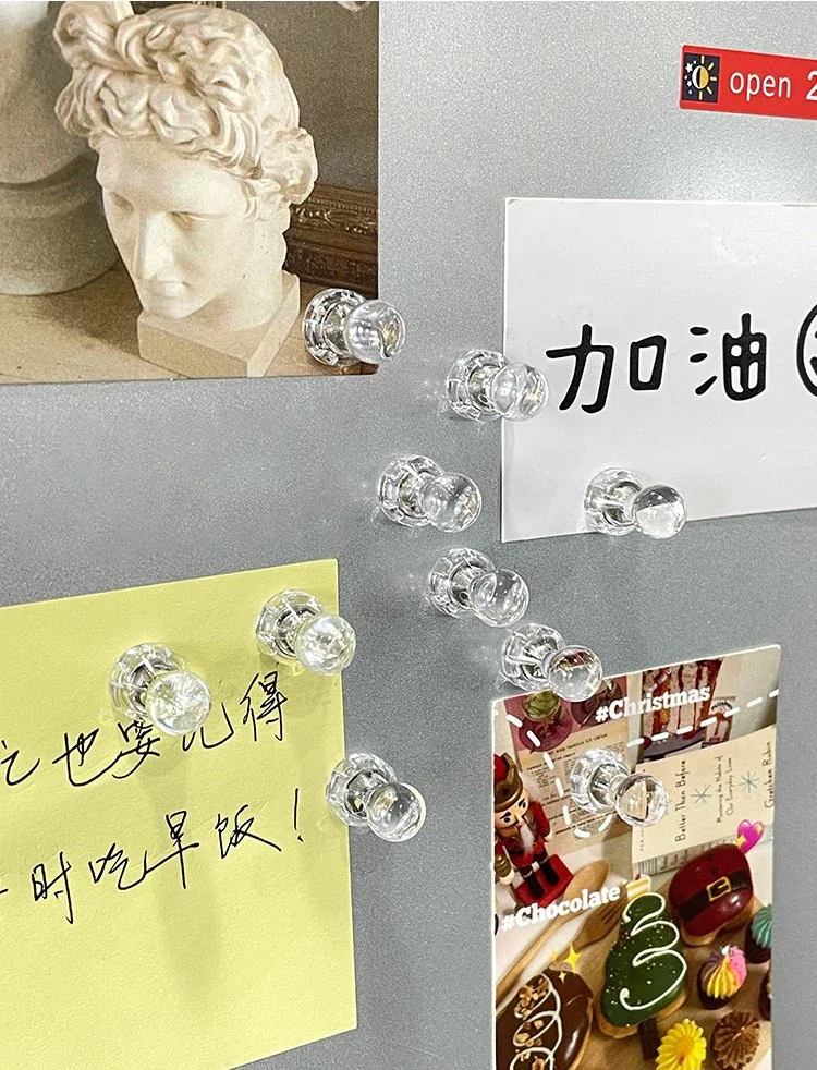 20 Stück transparente magnetische Pinnnadeln, starke Magnete, Reißzwecken für Kühlschrank, Whiteboard, Fotodisplay, Büro- und Heimdekoration – Detail 4