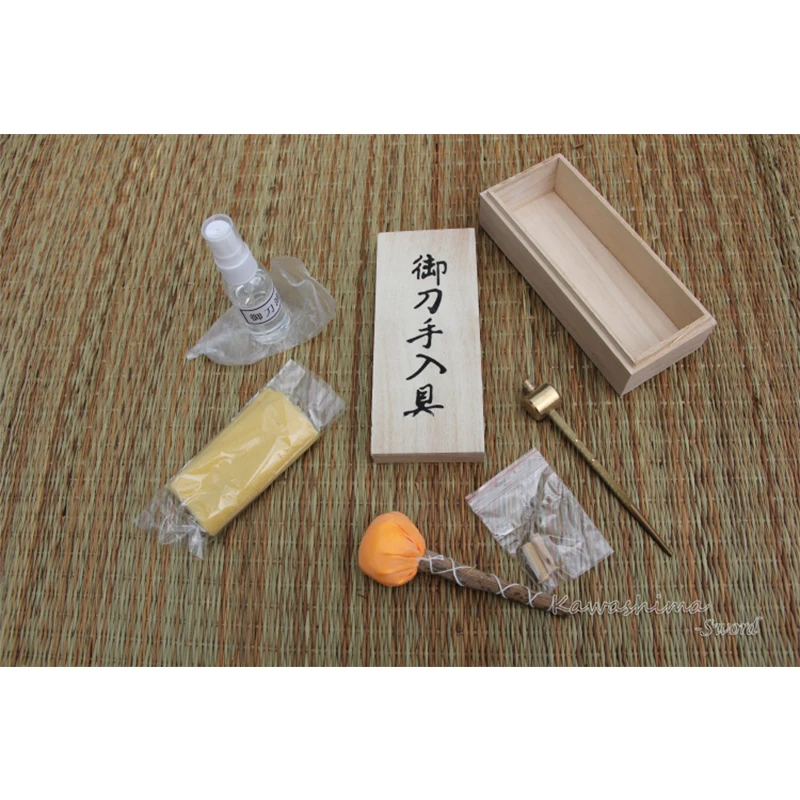 Maintenance Cleaning Kit for Japanese Samurai Katana Sword 5 Tools with Storage Wooden Case Brand New Supply WITH OIL