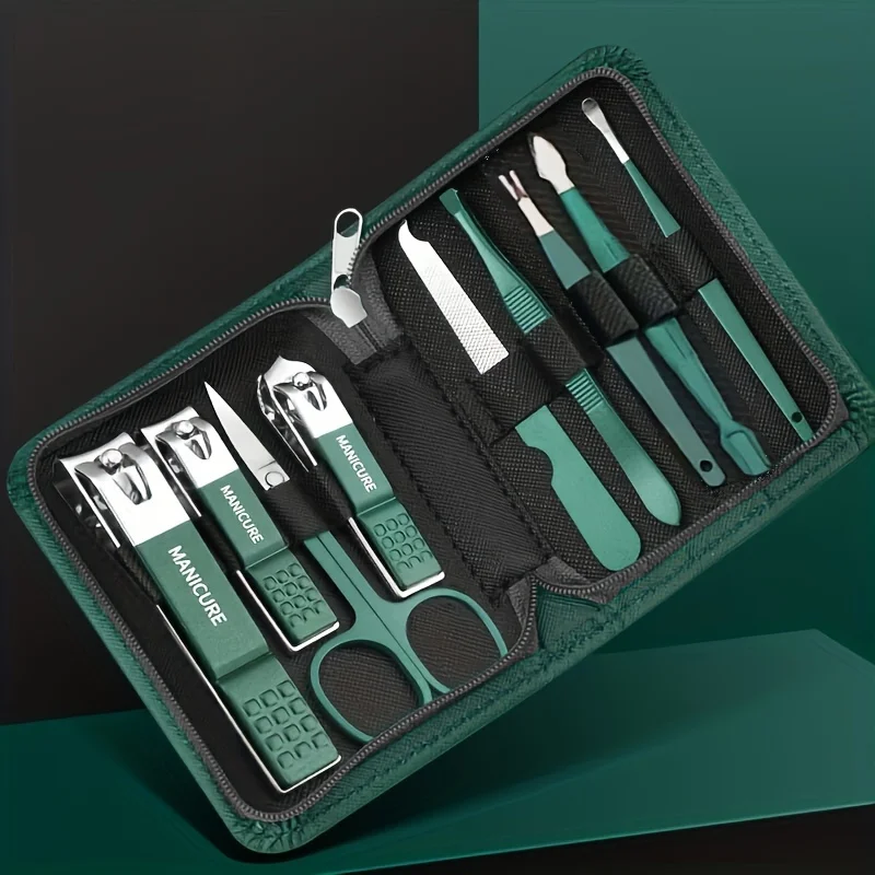 

9pcs Luxury Nail Clipper and Manicure Set, with Travel Box - Stainless Steel Cuticle Pliers, Hand and Foot Care Tools