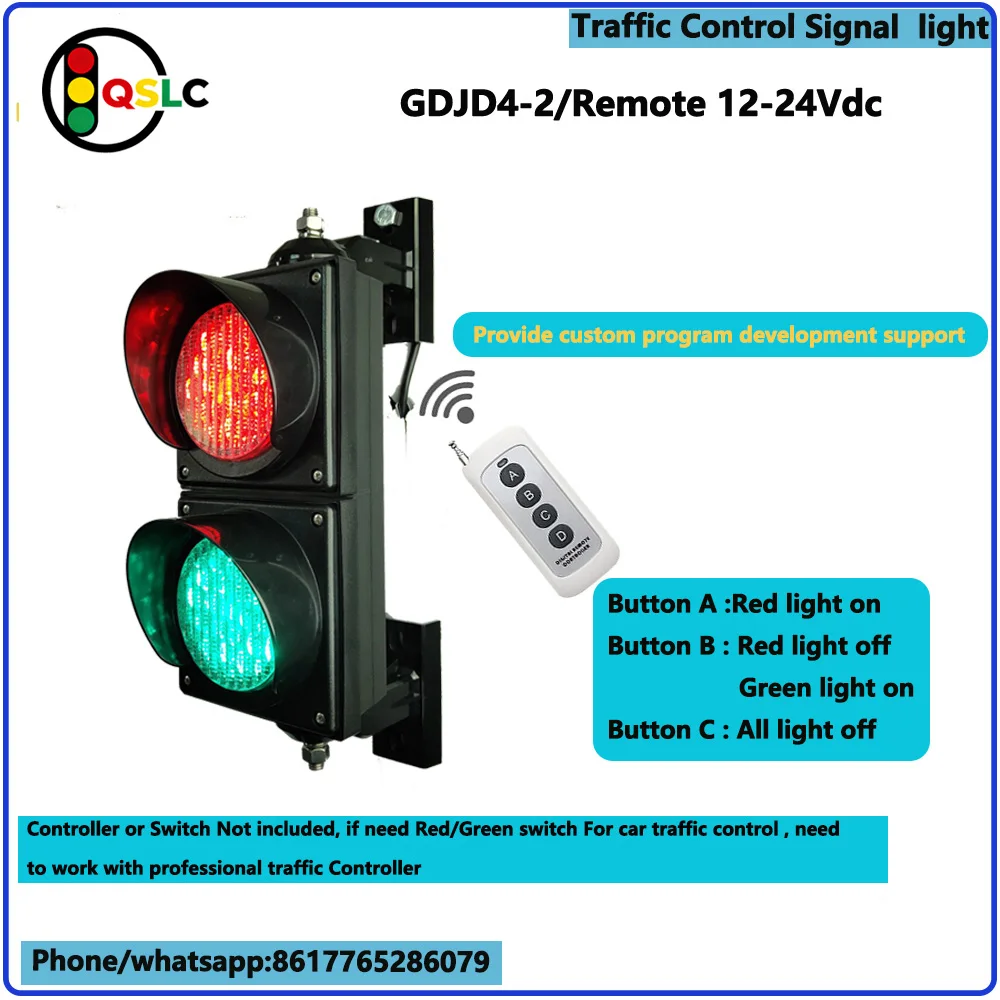Factory Direct Sell 100mm Red Green Mini Traffic Signal Light 4 Inch Traffic Warning Light Remote Control School Teach Light