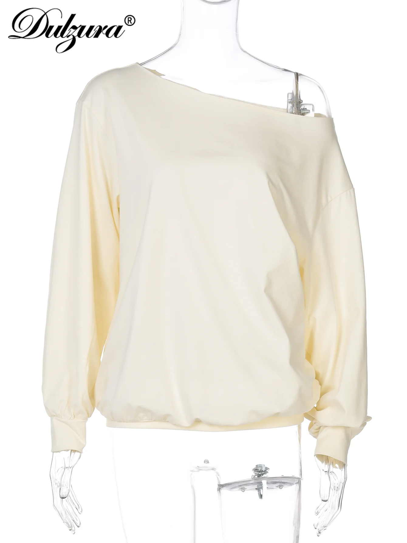 Dulzura-Camiseta ajustada informal de manga larga con hombros inclinados y espalda descubierta para mujer, Top liso elegante Y2K, traje para fiesta y Club, moda de otoño