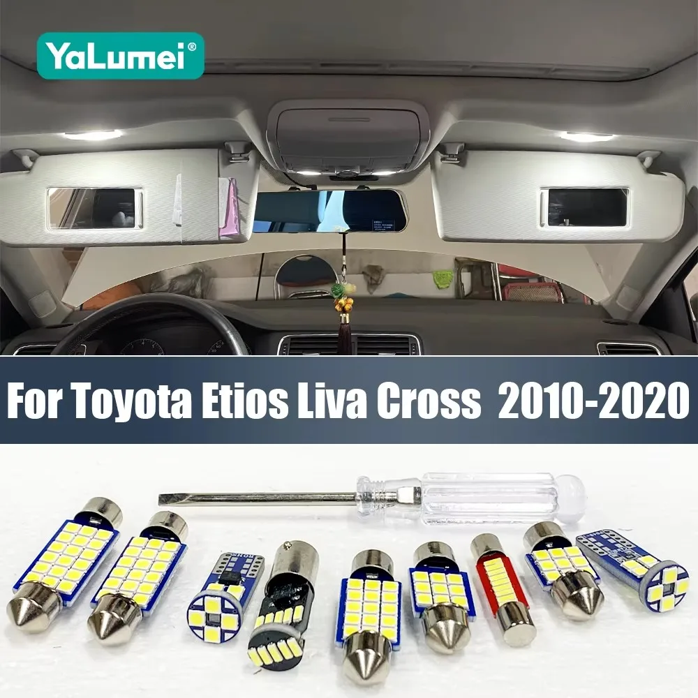 Para Toyota Etios Liva Cross 2010-2014 2015 2016 2017 2018 2019 2020 11PCS Lâmpadas LED Internas para Carro Luzes de Teto Luzes de Placa de Licença do Porta-Malas
