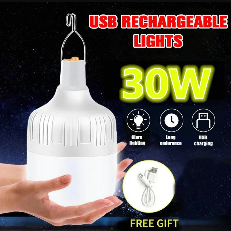 

Usb Rechargeable Led Bulb Portable Camping Light Bulb Emergency Lighting Flashlight Lights Outdoor Picnics Hanging Tent Light