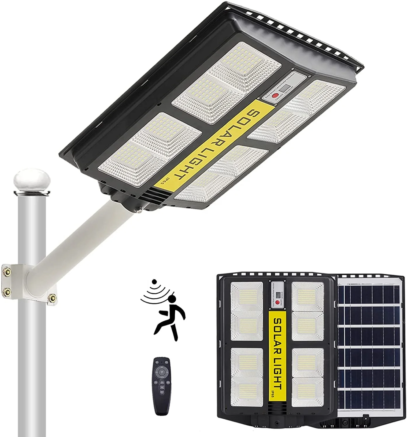 

Motion Sensor Dusk to Dawn Bright All in One Solar Street Lights Outdoor with Remote 300W IP65 Waterproof Flood Security Light