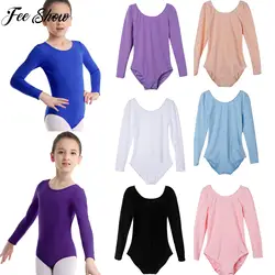 Toddler Girls Gymnastics Leotard Long Sleeve Ballet Dancer Leotard Dress Dance Wear Bodysuits Cotton Bodysuit for Dancing