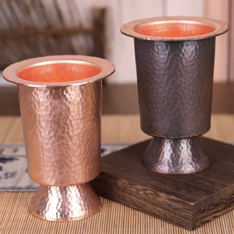 

Vintage Pure Copper Coffee Mug,Thickened Hammer Texture 270ml Breakfast Beer Cup,Handcrafted Tea Tumbler Drinkware Tableware