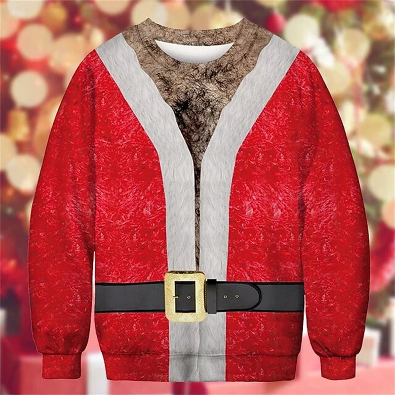 Weihnachts-Ugly-Sweater Lustiger 3D-Druck Muskel-Muster Sweatshirts für Männer Neue Mode Pullover Party Cosplay Kostüm Weihnachtsgeschenk – Detail 5