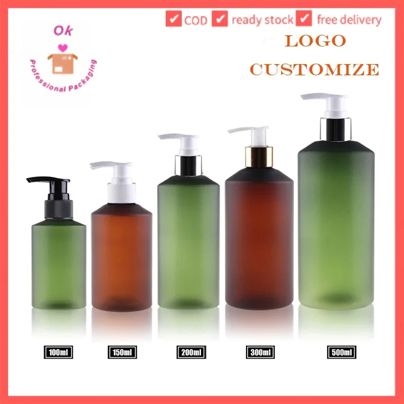 10/20/50/100 Pz 100 ml verde opaco bottiglia in PET 200 ml scrub marrone pompa di crema di plastica ricarica contenitore per la cura della pelle del corpo rx52201