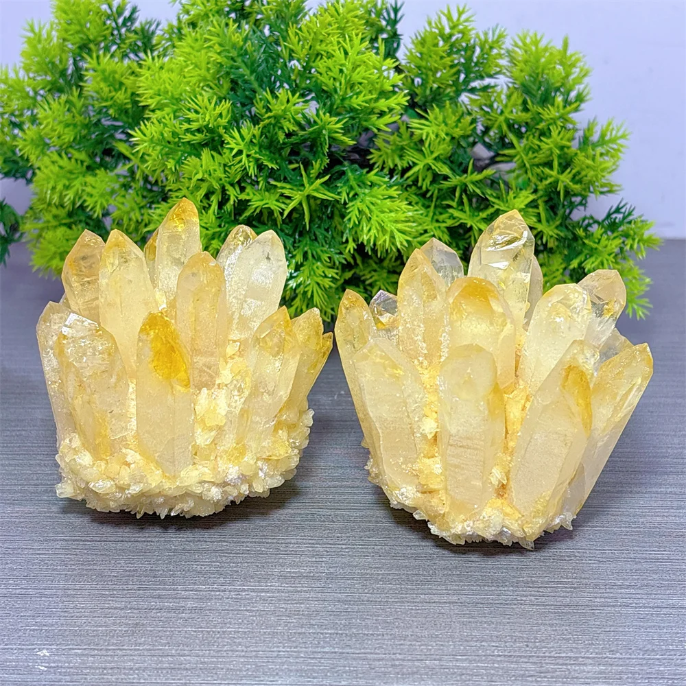 Citrine Cluster Specimen Natural Crystal Room decor Lucky Quartz Stone Garden Reiki Gifts Healing Energy Love Home Decoritems