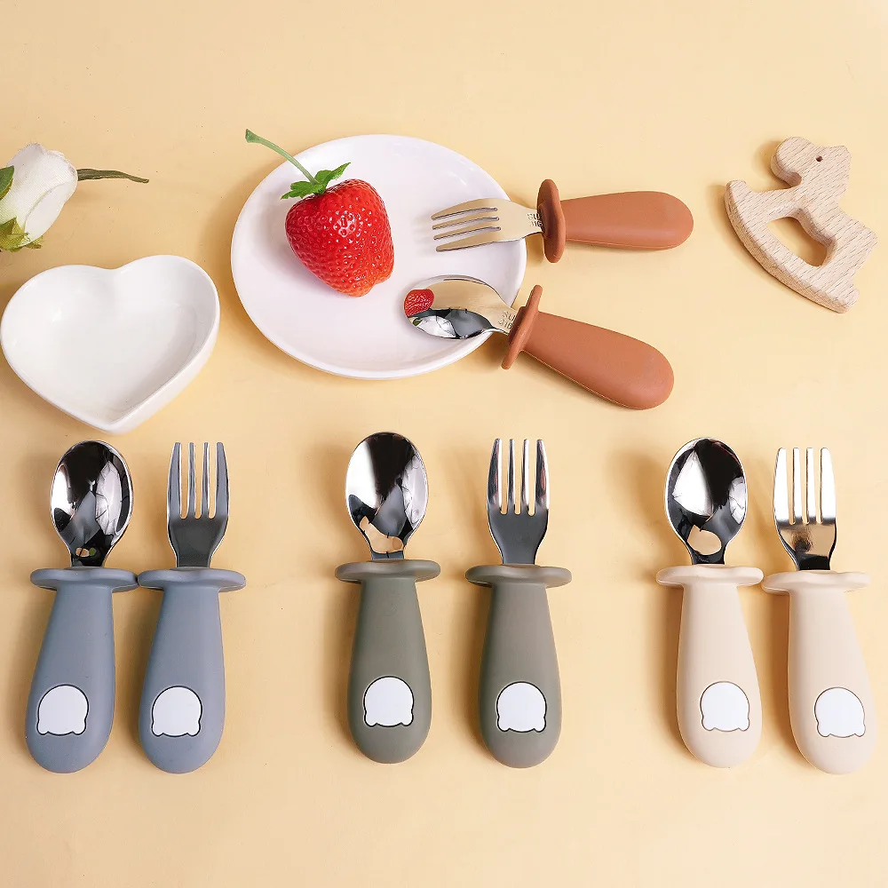 

Новая детская еда, обучение и прикорм, посуда для кормления, мультяшный медведь, детская силиконовая прикольная еда из нержавеющей стали