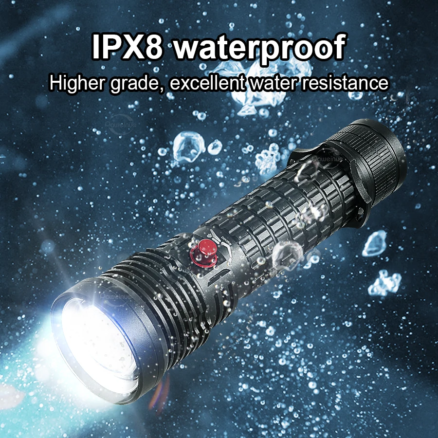 2*30W LED High Power Diving Torch IPX8 Professional Diving Flashlight  Rechargeable Underwater Lantern Waterproof Scuba Lamp