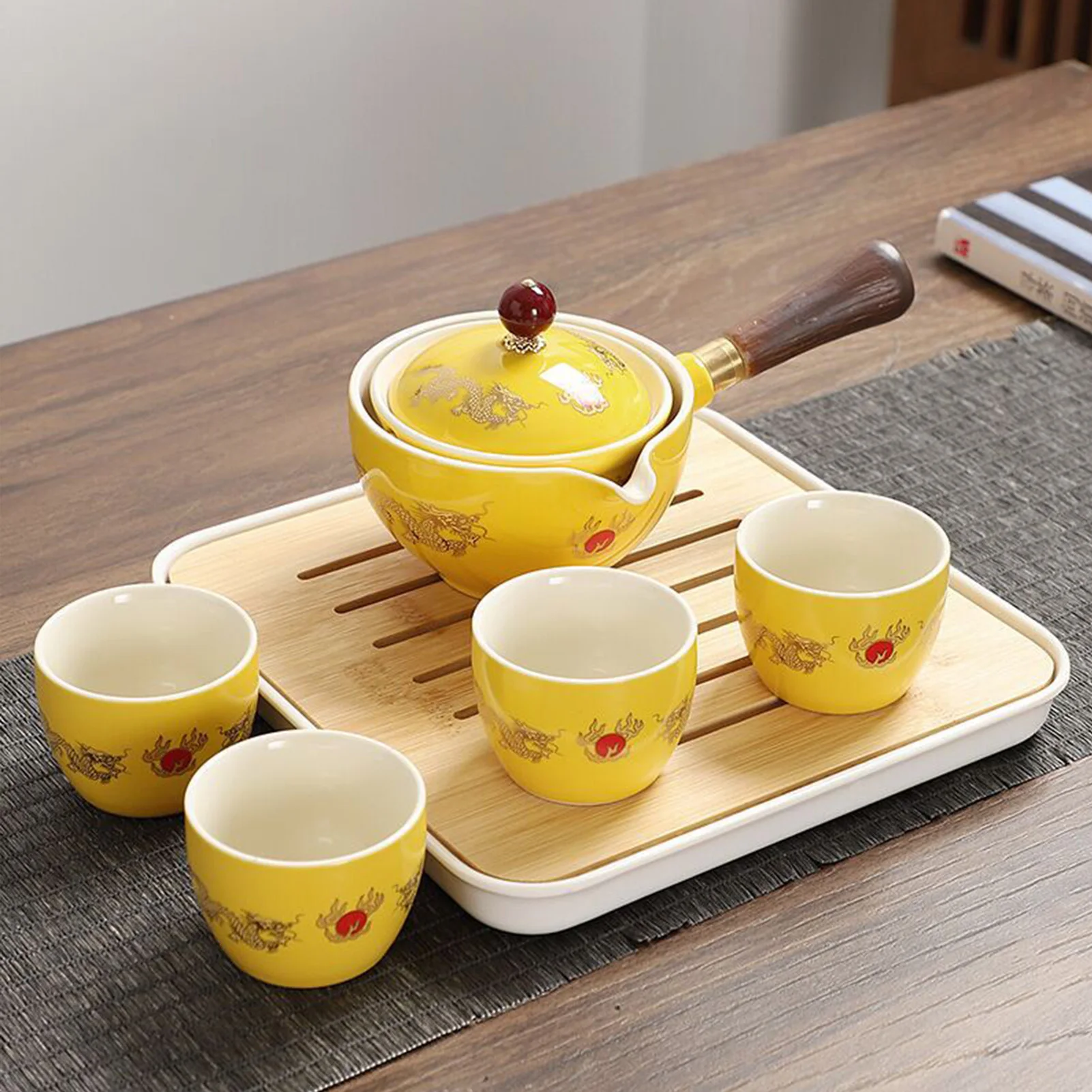 กาน้ำชาเซรามิคจีน Gongfu ชาหม้อ360หมุนถ้วยชงชา Infuser แบบพกพา160Ml ชาจีน Gongfu อุปกรณ์