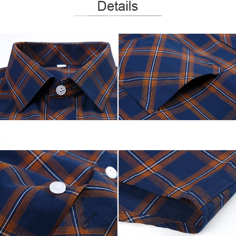 Plus Size 8XL 7XL New Men\'s Shirts Short Sleeve Cotton Plaid Shirt Formal Fashion Thin Soft Classic Basic Casual Male Clothing