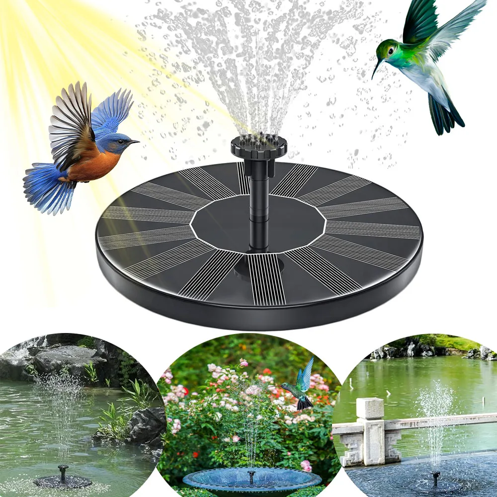 

13cm Solar Bird Bath Water Fountain Pump, with 6 Nozzles DIY Garden Ponds Pool Water Features, Ideal Outdoor Landscape Accessory
