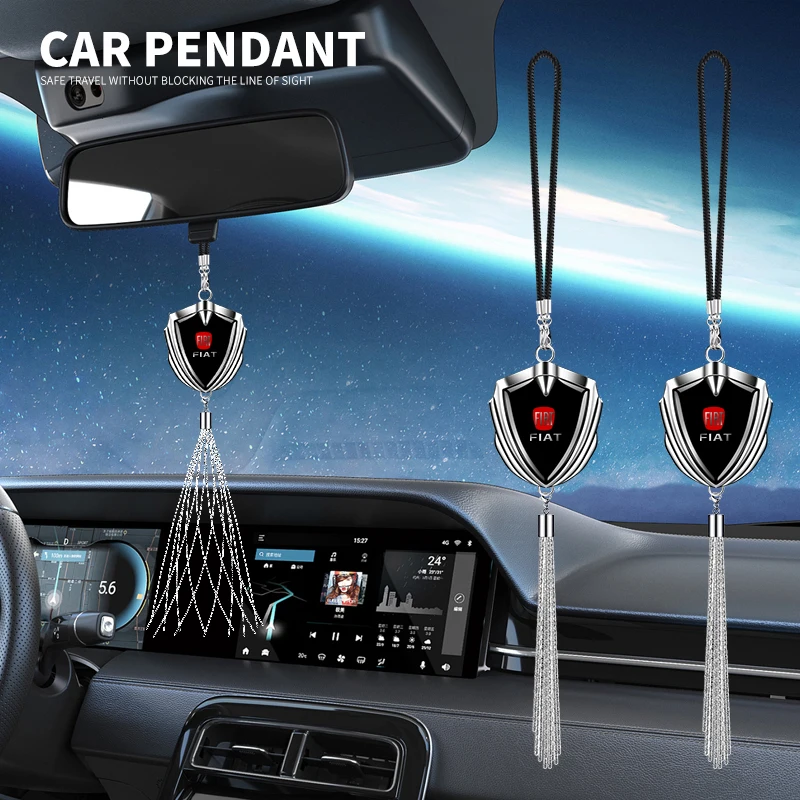 3D Metal Logo Tassel Hanging Ornament Decoration for Fiat Volkswagen Suzuki Kia Chevrolet Seat MINI Renault Alfa Romeo Honda