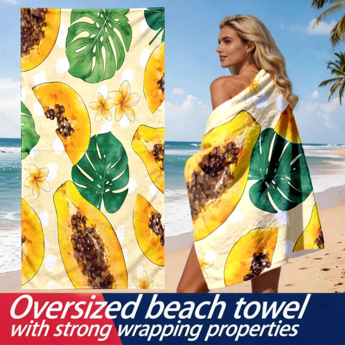Watercolor painting of turtle shell motif polyester microfiber beach towel is highly absorbent, suitable for swimming and beach