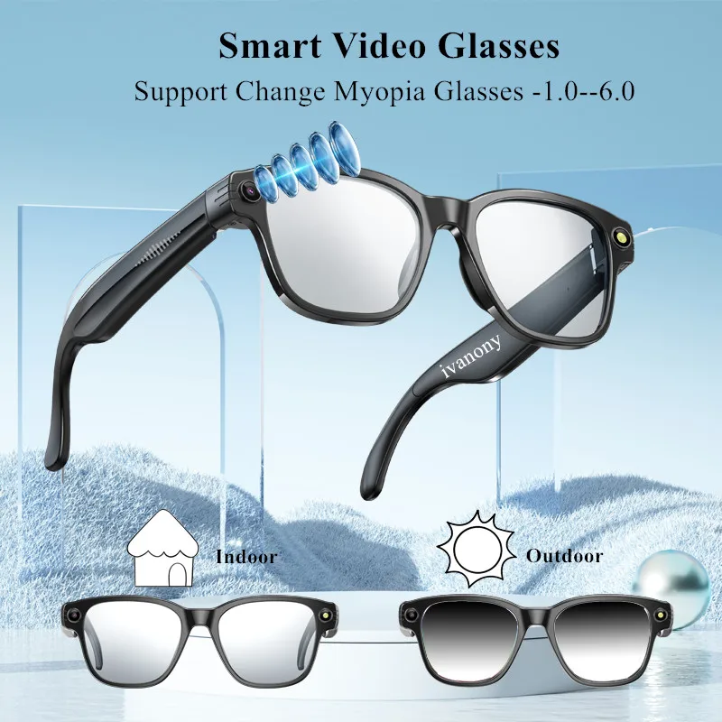 

Smart Glasses with Video Camera Myopia Prescription 4GB 8MP Camera Anti Shake Video Shooting Object Recognition Smart Translate