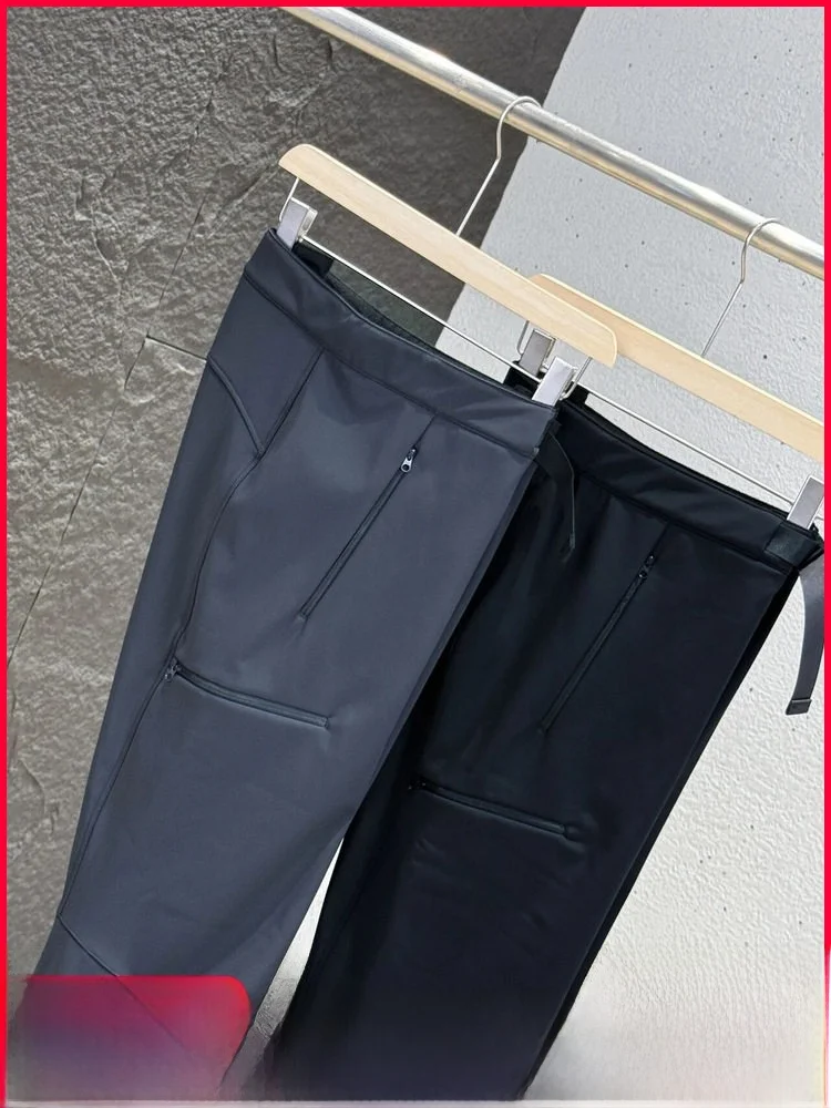 

American Sle Outdoor Windproof Water-resistant Fce Lined Soft ell Casual Pants Men's Autumn Winter Loose Straight Leg ...