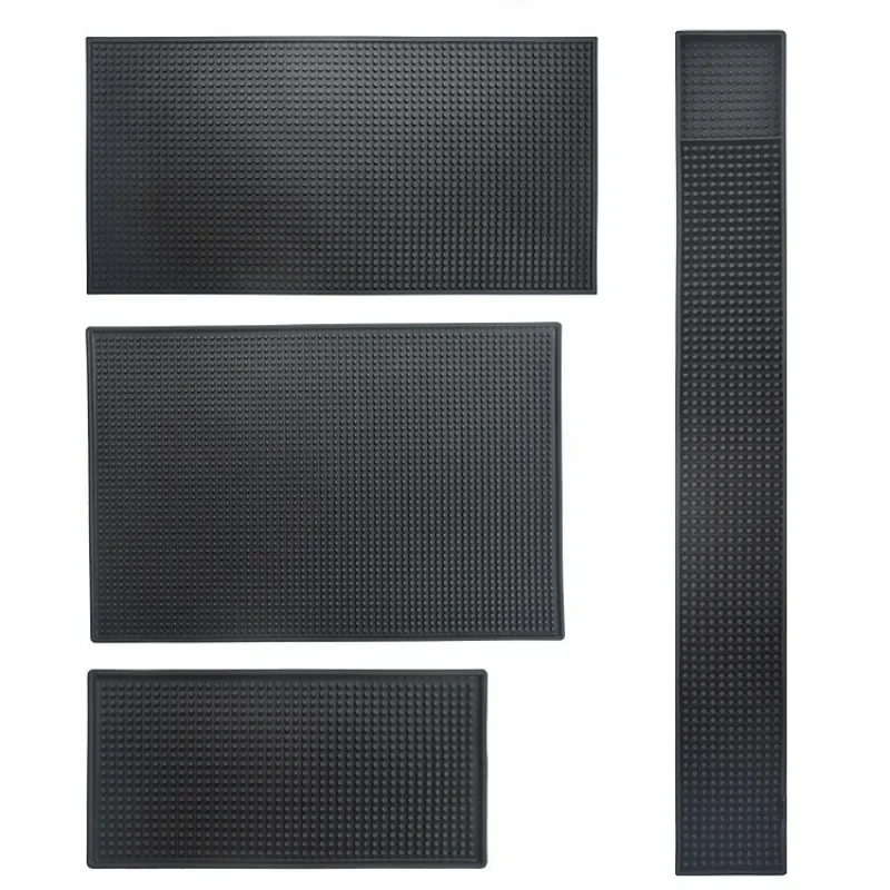 

Rubber Mat Coffee Maker Countertop Spill Mats Service Mat Dish Glass Drying Mat for Barista Cocktail Bartender Black