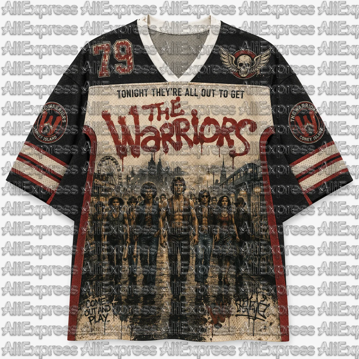 2026 Popular 80s Themed Sports Fashion Short Sleeved V-neck Mesh Streetwear Retro Band Movie Game Fan Gift T-shirt