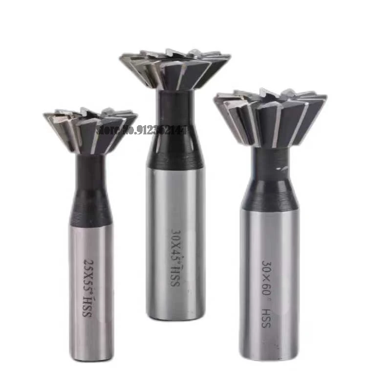 10mm 12mm 16mm 20mm 25mm 30mm 40mm 50mm 60mm Dovetail Milling Cutter 45 55 60 Degrees CNC Router Bit Straight Shank HSS End Mill