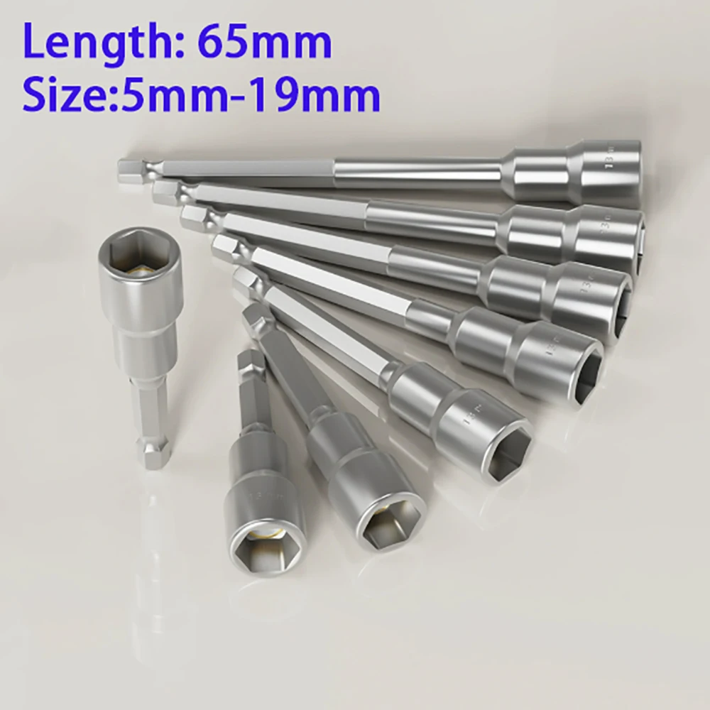 1Pcs Magnetic Hexagonal Socket Nozzle Nut Screwdriver Set 5/6/7/8/9/10/11/12/13/14/15/16-19mm Screwdriver Set Drill Bit Set Tool