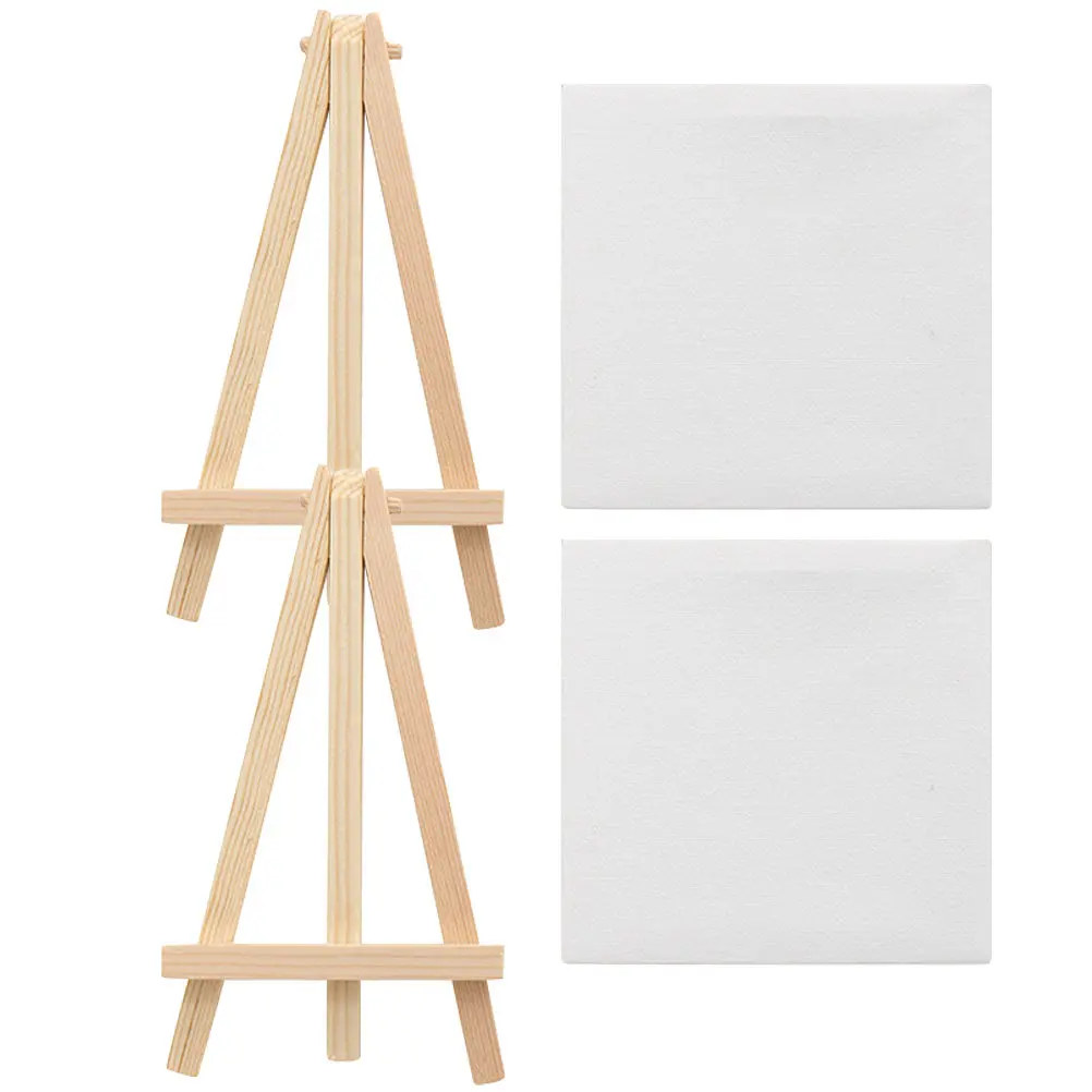 2Sets Mini Canvas Board Easel Oil Painting Supplies Delicate Triangle Stable Multi-Function Stretched Canvas Panels DIY
