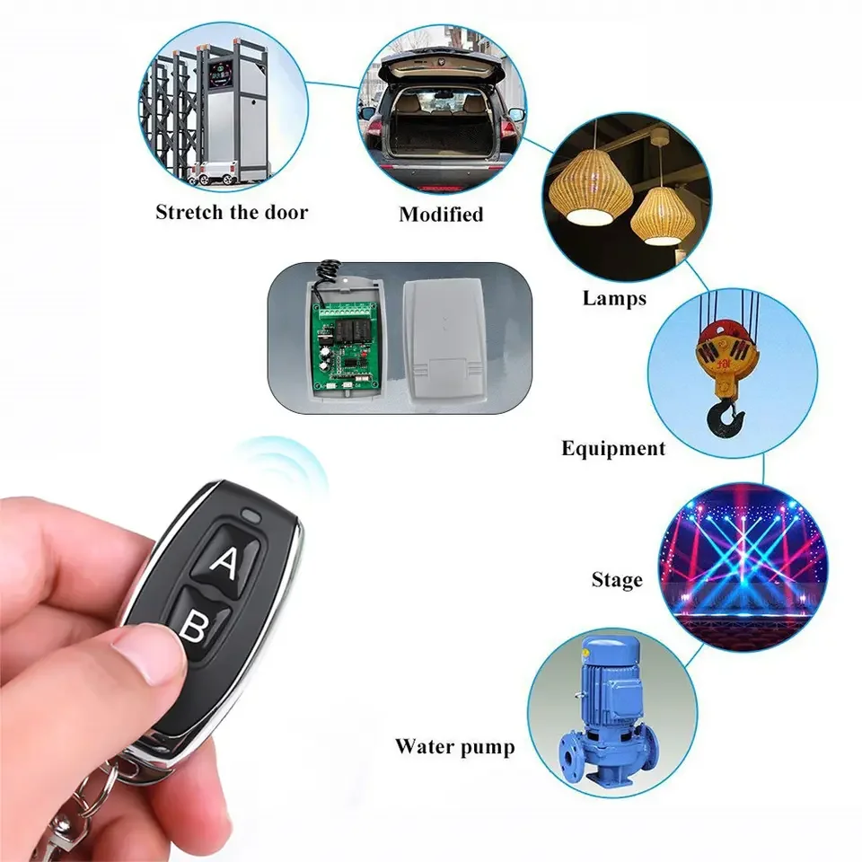 Receptor de control remoto DC12V/24V 433MHz con código evolutivo HCS301, control remoto de código abierto para puerta de garaje