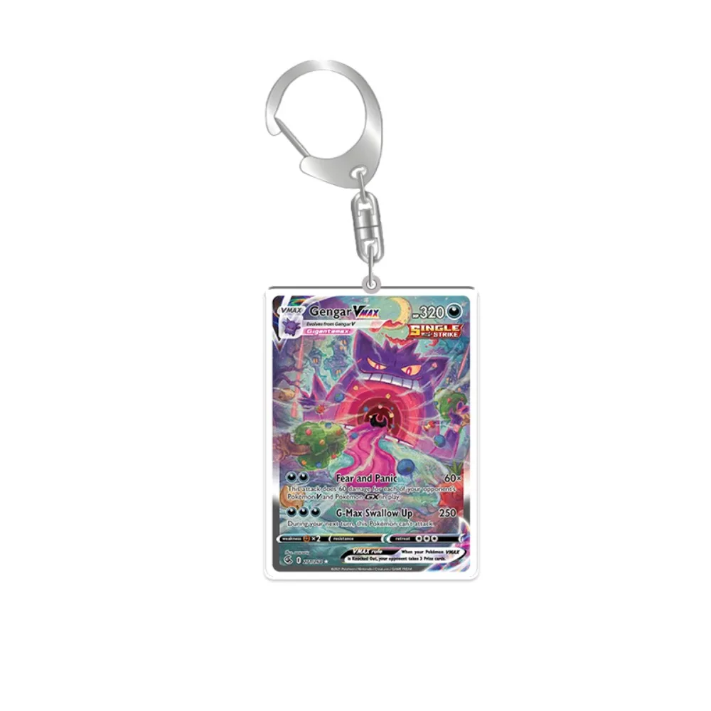 أنيمي الإنجليزية لبوكيمون PTCG بطاقة سلسلة مفاتيح مصنوعة من الأكريليك Lugia Giratina Aerodactyl Machamp Charizard قلادة Gengar Espeon Mew