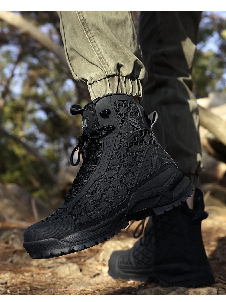 Neue Hochwertige Leder-Arbeitsstiefel für Herren, Hohe Herren-Wüstenkampfstiefel, Rutschfeste Outdoor-Wanderschuhe, Herren-Motorradstiefel – Detail 20