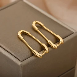 Fashion Pin Earrings For Women Girls Paperclip Safety Stainless Steel Stud Earrings 2024 Trend Unique Design Couple Jewerly