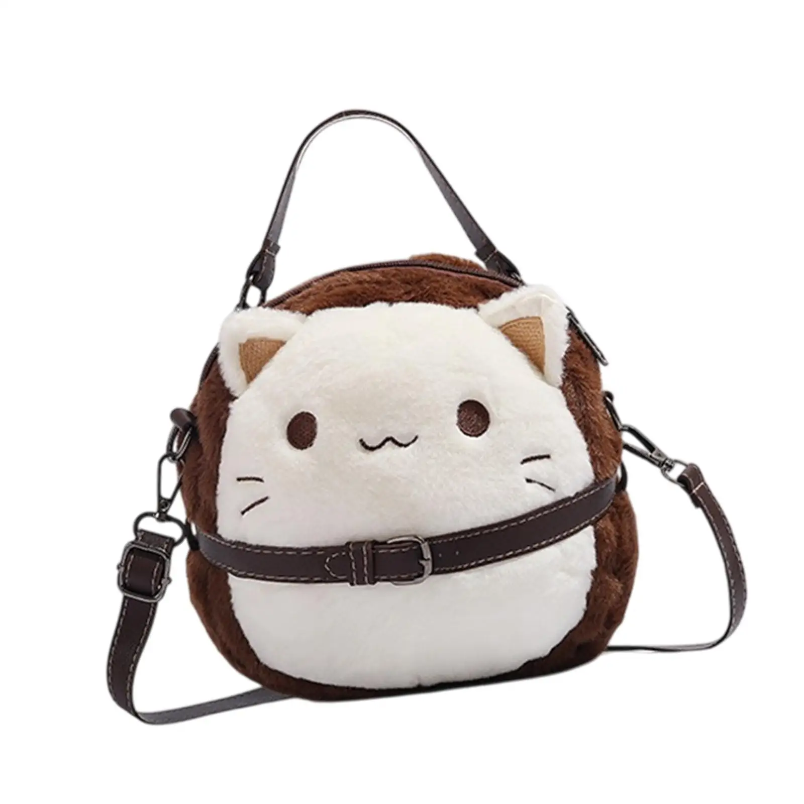 

Cat Plush Bag Trendy Travel Purse Satchel Zipper Funny Soft Lightweight Anniversary Birthday Gift for Women Cartoon Shoulder Bag