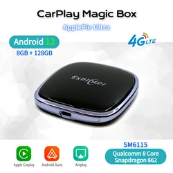 Applepie Ultra 6115 Wireless CarPlay AI Box RAM 8G Android Auto 13 Qualcomm for Cars Wired OEM Apple CarPlay Smart Mirroring