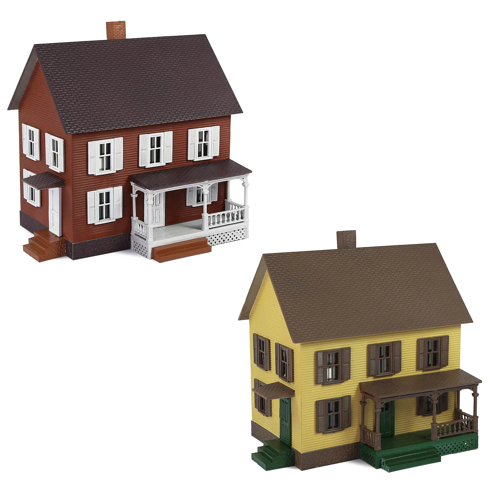 Evemodel HO Scale Village House with Porch Architectural Building Assembled Painted JZ8709