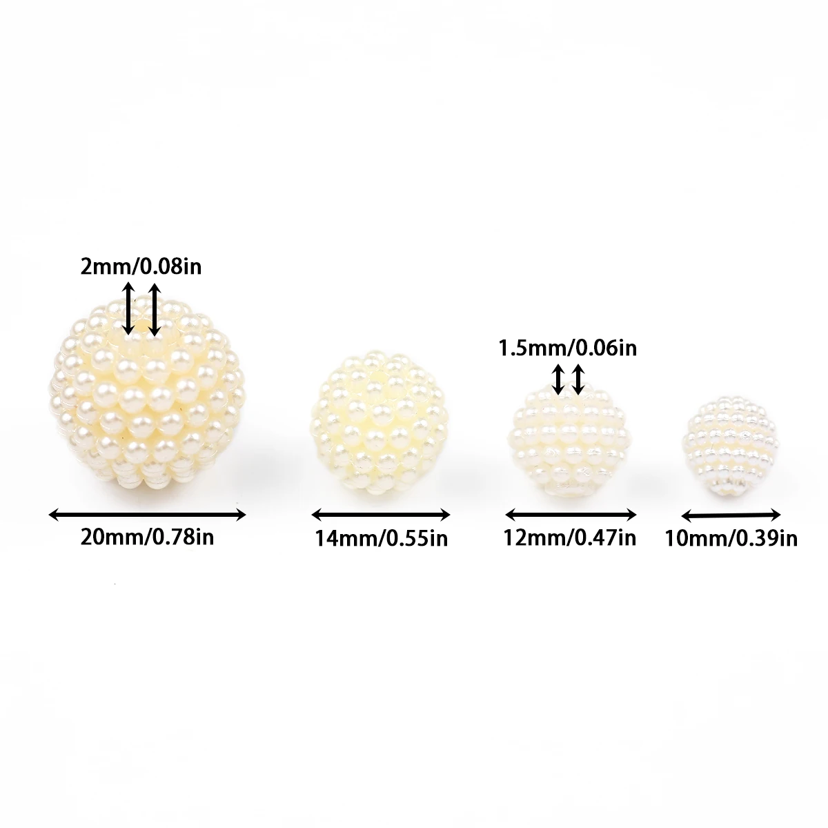 10/12/14/20mm Acrylic Round Off-White Bayberry Ball Spacer Loose Beads For Jewelry Bracelets Necklace Making DIY Accessories