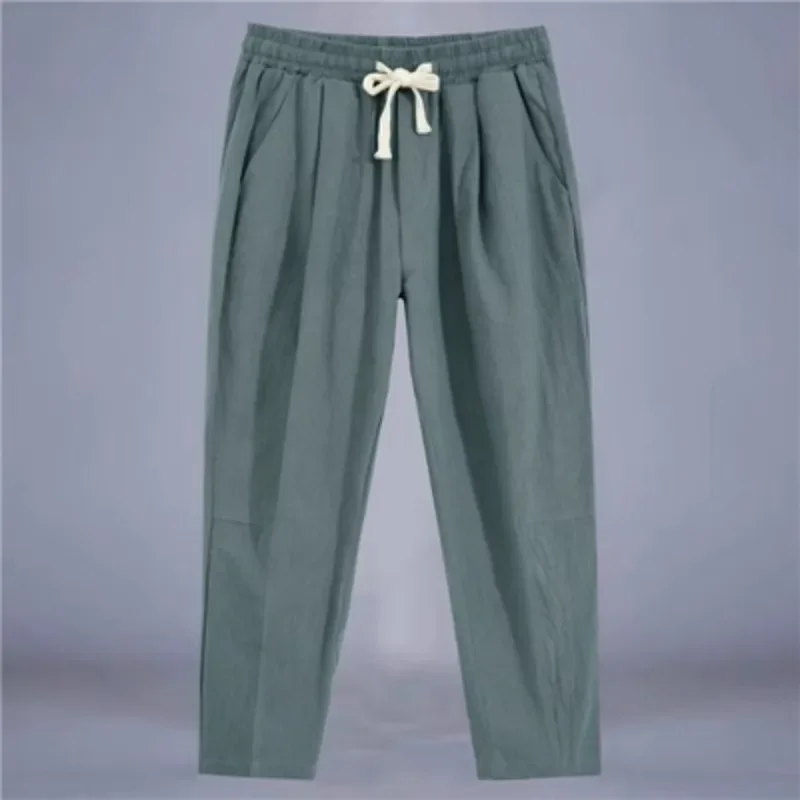 Summer Men's Trousers Cotton Linen Fashion Thin Soft Casual Pants Breathable Loose Shorts Straight Pants Streetwear