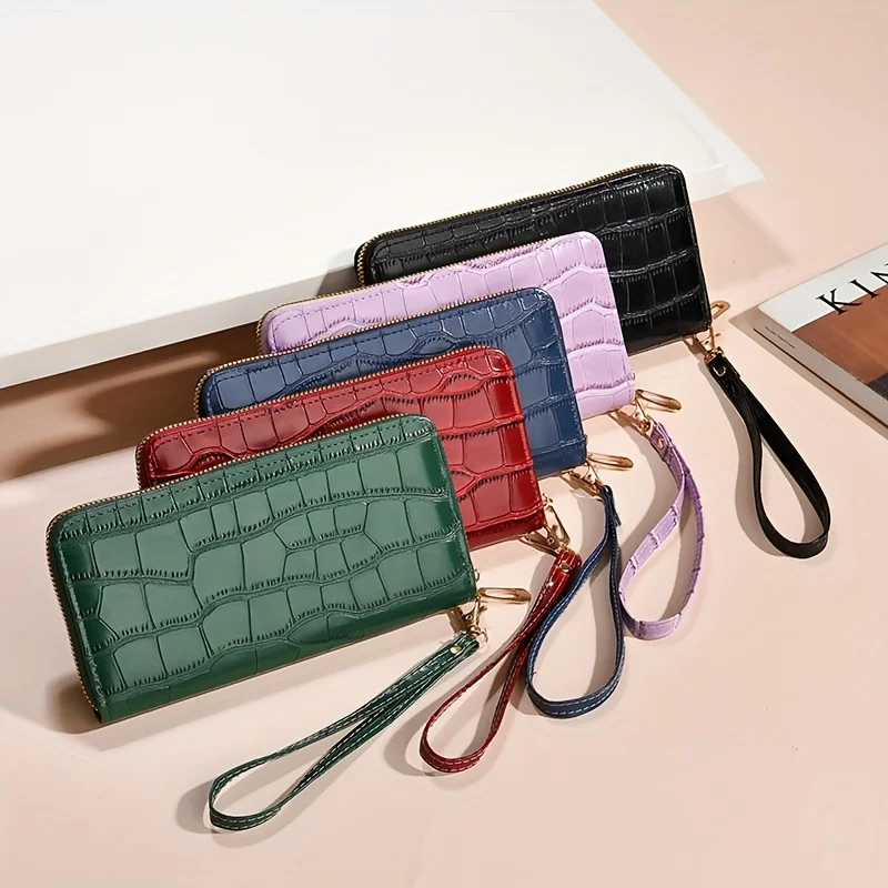 

Crocodile Pattern Versatile Small Fragrant Handbag Card Bag Multi functional Zipper Wallet